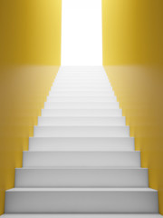 White Staircase to the EXIT, Yellow Walls