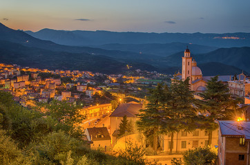 Mountain town - Lanusei (Sardinia, Italy) in the sunset