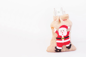 bag of money with the image of St. Nicholas