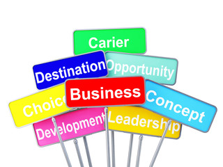 Business Color Sign and Words Isolated on white Background,