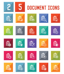 25 Document Icon set on white background,vector
