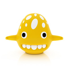 Yellow Creature with White Spots Isolated on White Background