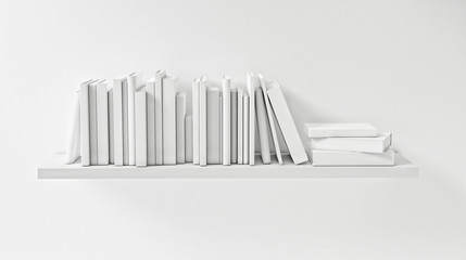 Shelf with White Book on the White Wall, Concept, Render