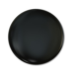 Fototapeta na wymiar Black Plastic Badge Isolated Over White Background