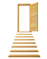 Open Wooden Door on the Top of Stairs