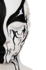 Portrait of woman with black and white colors