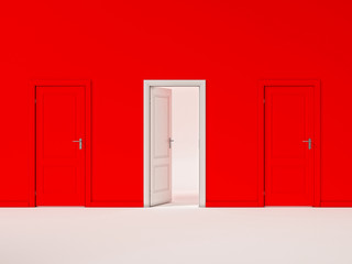 White Door on Red Wall, Illustration Business Door