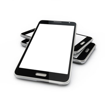Cellphones With Blank Touch Screen Isolated