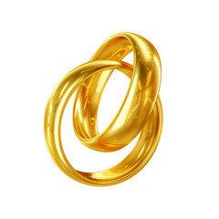 3D Couple of Wedding Rings Isolated on White Background