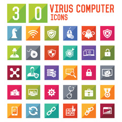 Virus computer and Security computer icons,vector