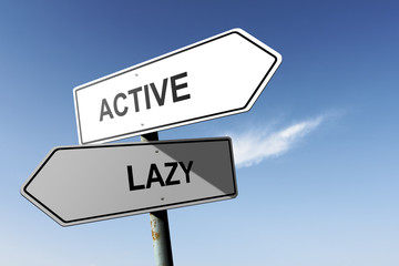 Active and Lazy directions. Opposite traffic sign.