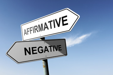 Affirmative and Negative directions. Opposite traffic sign.