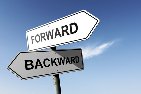Forward and Backward directions. Opposite traffic sign.