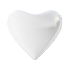 Big White Heart, Isolated on White Background, 3d illustration