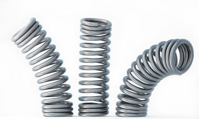Three Metal Springs Isolated on White Background
