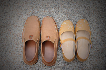 Brown leather shoes.