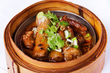 Chicken feet dimsum on white background