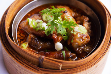 Chicken feet dimsum on white background