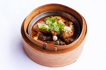 Chicken feet dimsum on white background