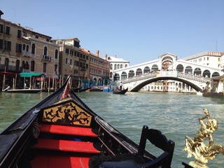 Fototapeta na wymiar Gondola tide in Venice, Italy