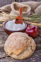 Fototapeta premium Domestic and healthy bread made up of whole grain flour