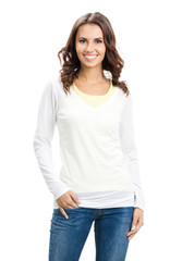 Obraz premium Smiling beautiful young woman, isolated