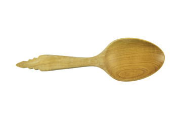 Wooden spoon on white background