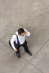 Top view of businessman