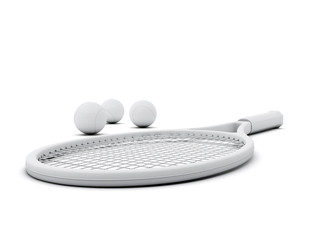 Racket With Tennis Ball on White Background