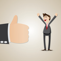 cartoon happy businessman with thumb up