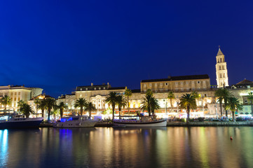 Night view of Split in Croatia