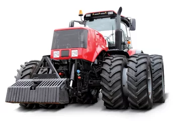 Photo sur Plexiglas Tracteur Red tractor isolated on a white background