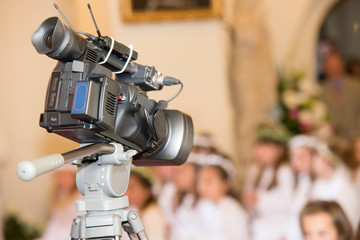 camera recording a communion