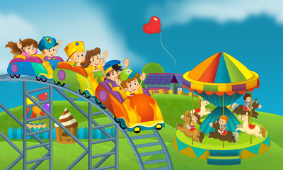 Children at playground - illustration for the children