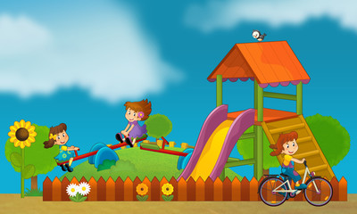 Children at playground - illustration for the children