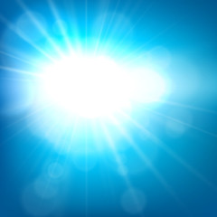 Summer view blurry blue sky background.