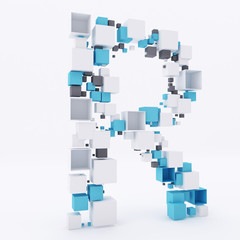 3D letter R build out of cubes