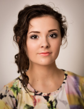 Beautiful Brunette Woman WIth Curls