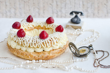 Paris-Brest Cake with Strawberries © anochka413