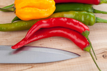 Peppers on table