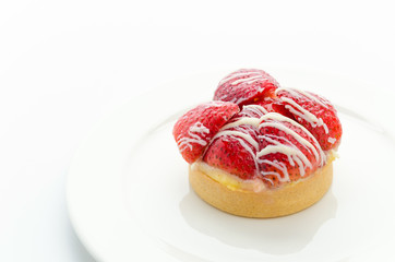 Strawberry tart isolated on white