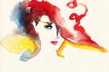 Wandcirkels Aquarel portret abstract  watercolor .woman portrait  © Anna Ismagilova