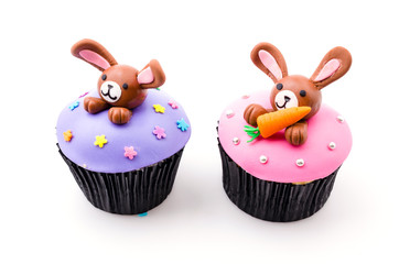 Easter cupcakes isolated white background