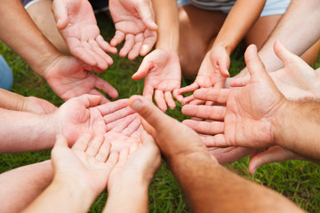 Human hands showing unity