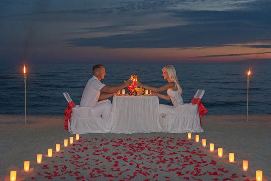 couple during romantic dinner with candles