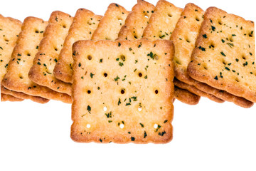 Vegetable crackers isolated on white