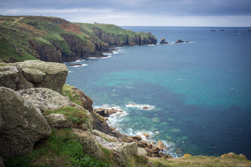 Fototapeta na wymiar Lands End Cornwall clifftop view