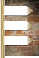Banner template with brick wall and directional arrows