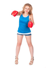 Pretty girl in boxing gloves