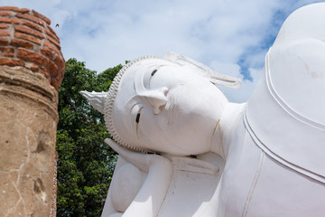 Ancient big white Buddha statue monument Angthong, Thailand